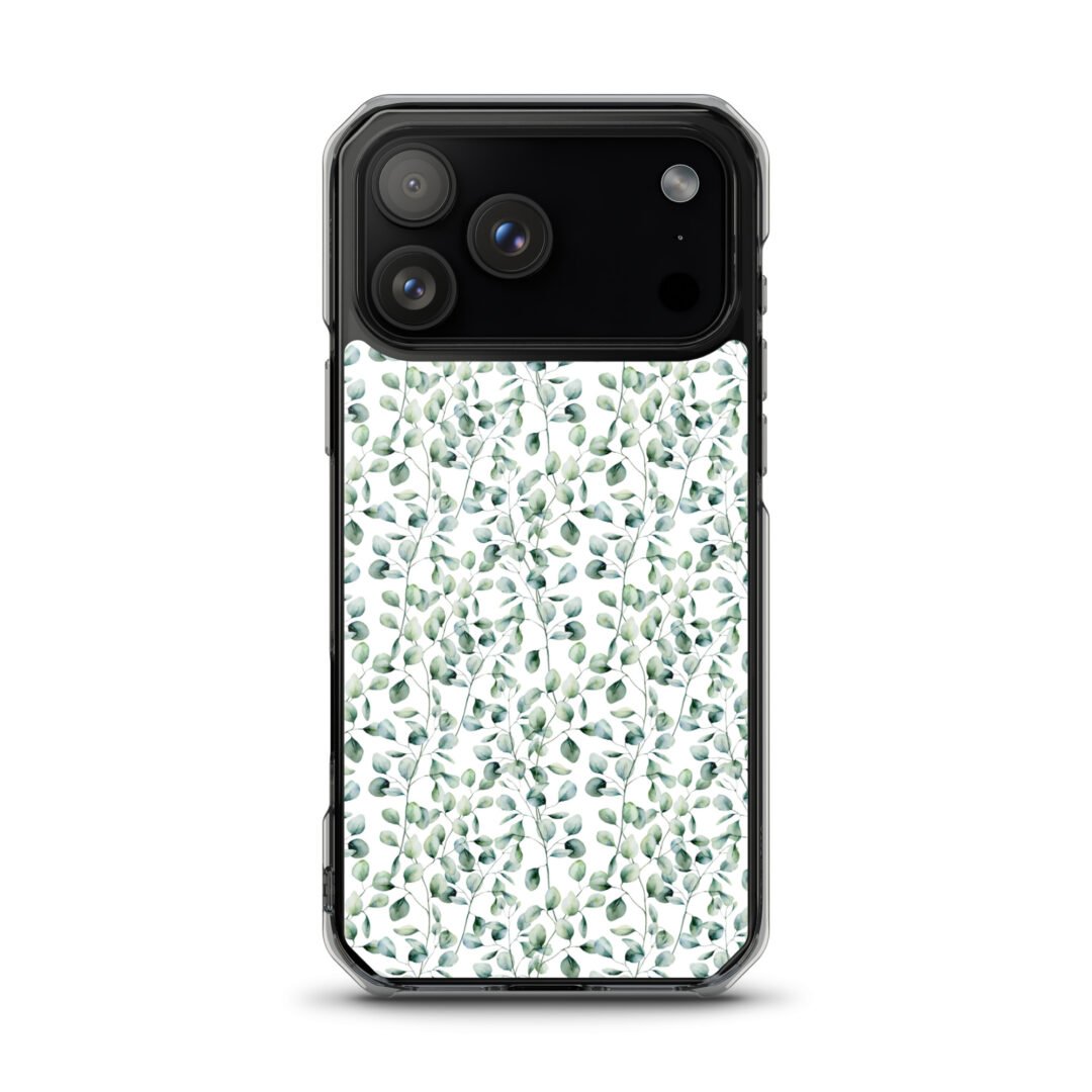 Thin Branch and Green Leaves - Clear iPhone Case