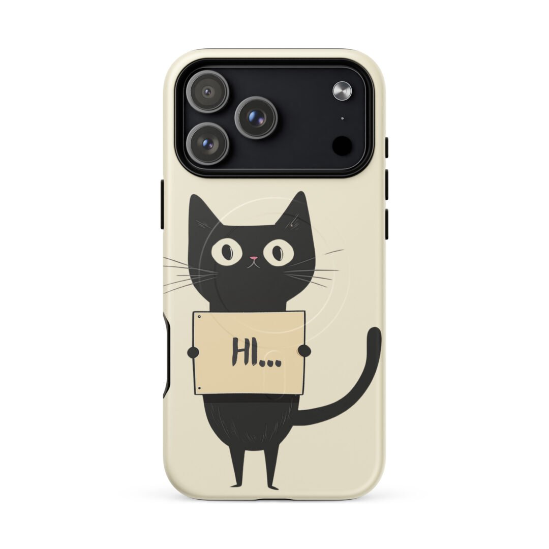 Black Cat Holding a Paper - Tough iPhone Case