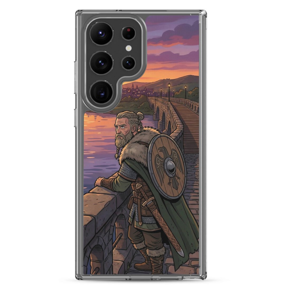 A Viking Soldier by The Lakeside - Clear Galaxy Case