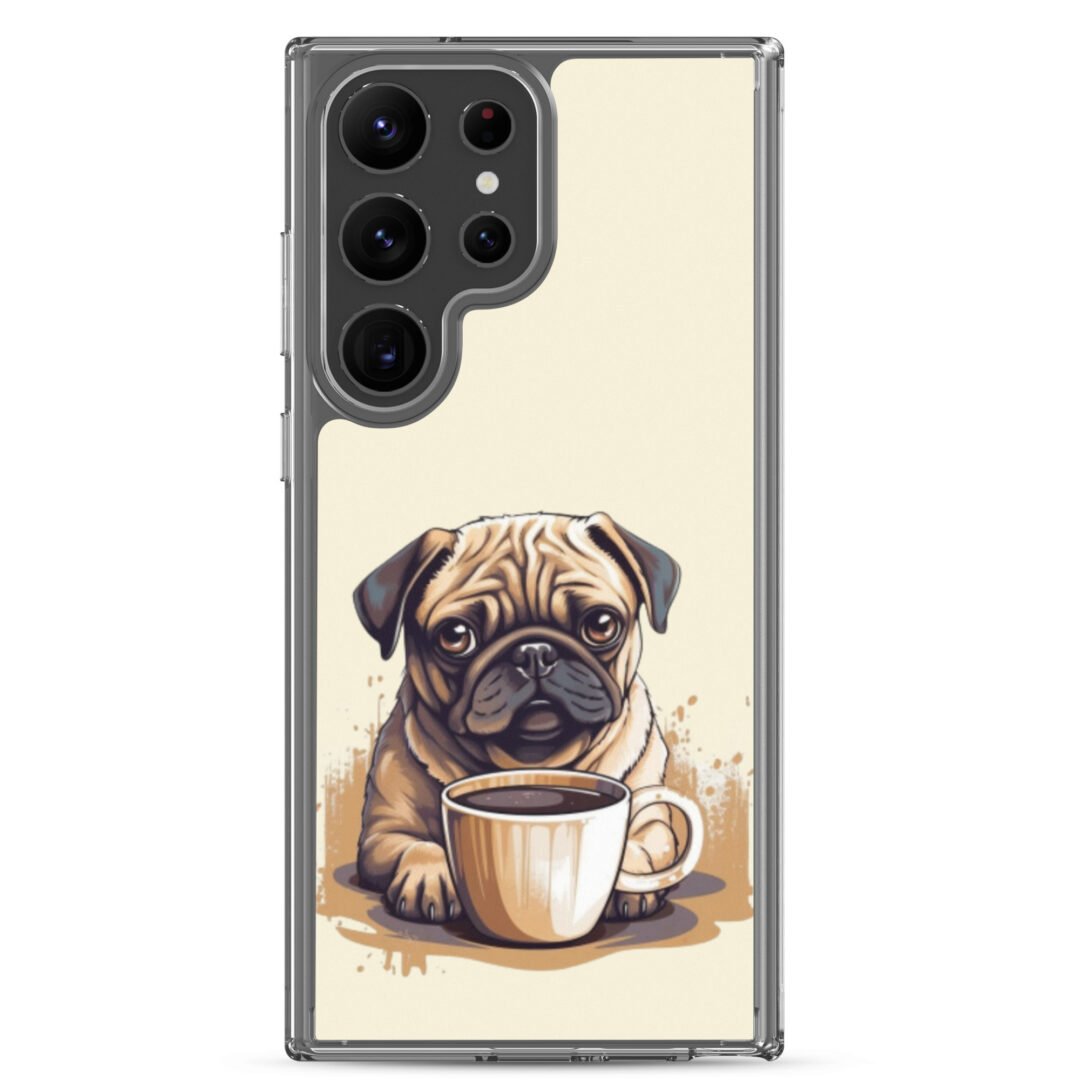 Pug Dog + Coffee - Clear Galaxy Case